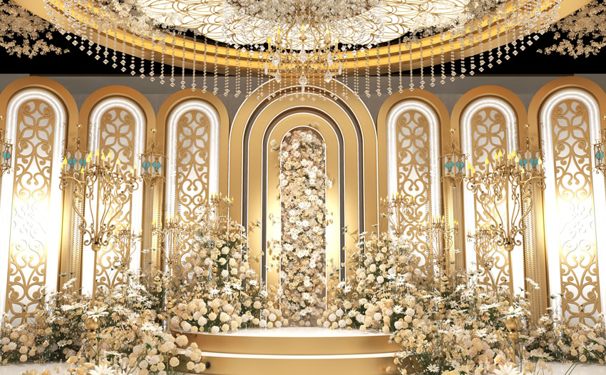 绥江香槟色调婚礼堂效果展示